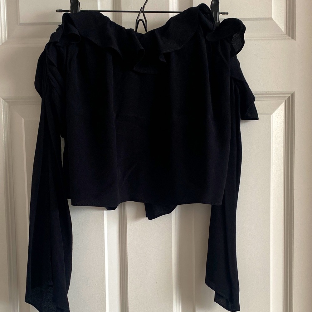 Black Ruffled Off-Shoulder Blouse